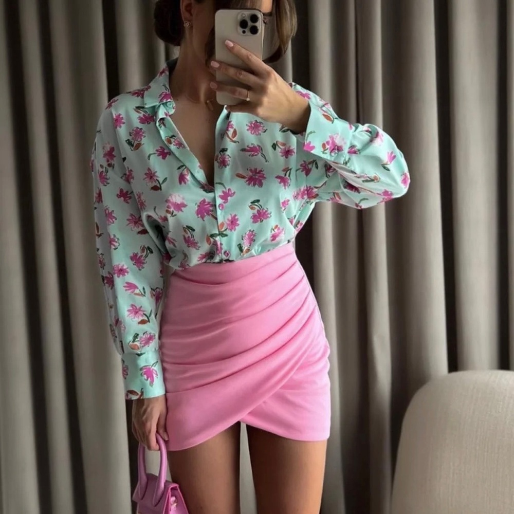 Zara pink ruched skirt Small